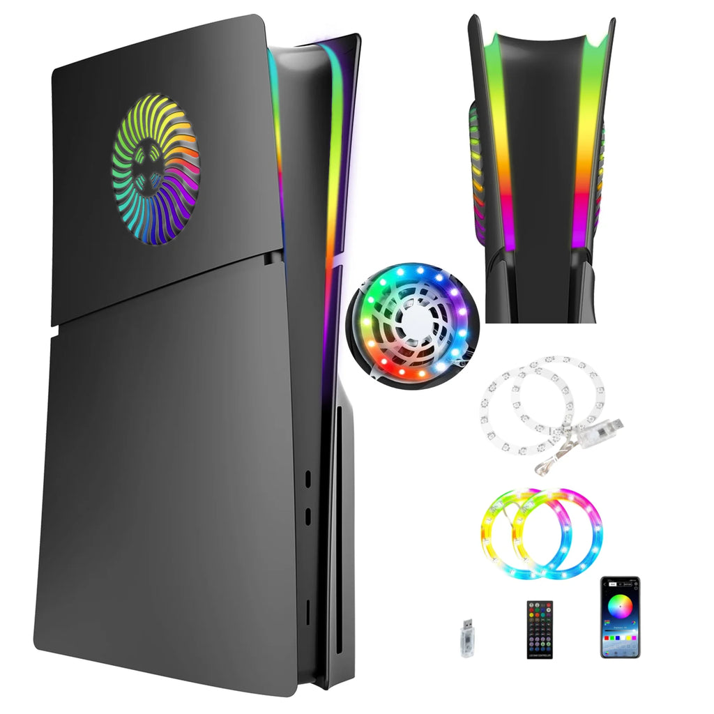 Faceplate with RGB Light Strip for PS5 Slim Cooling Vents LE