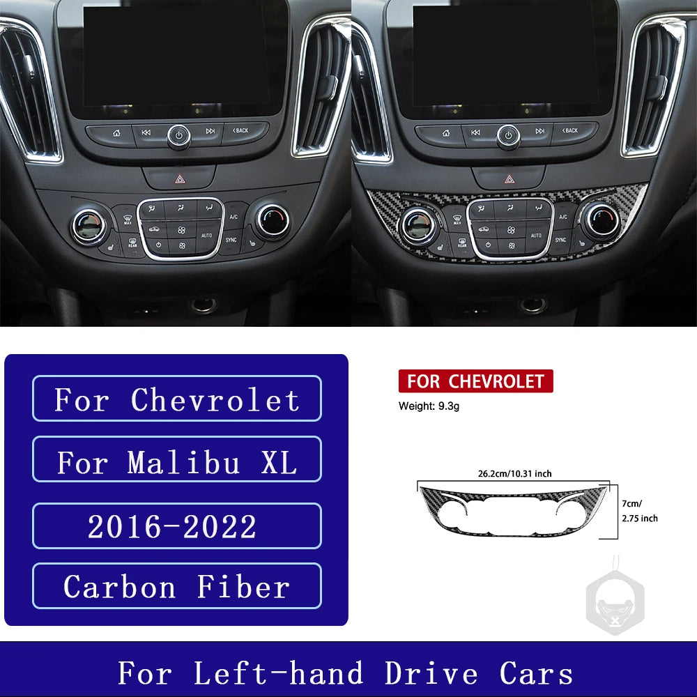 For Chevrolet Malibu 2016-2024 Carbon Fiber Central Control Button Panel Trim Cover Car Interior Accessories Decorative Stickers