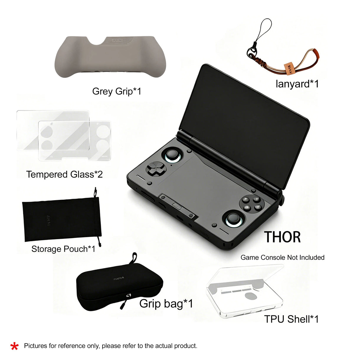 TPU Case Handheld Console Transparent Protective Cover Screen Protector Set For AYN THOR Anti-Fall Case Shell Grip Storage