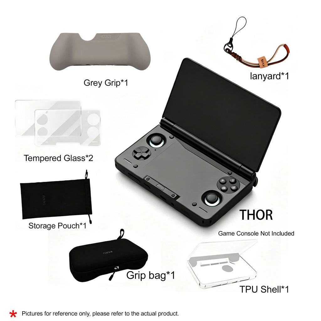 TPU Case Handheld Console Transparent Protective Cover Screen Protector Set For AYN THOR Anti-Fall Case Shell Grip Storage