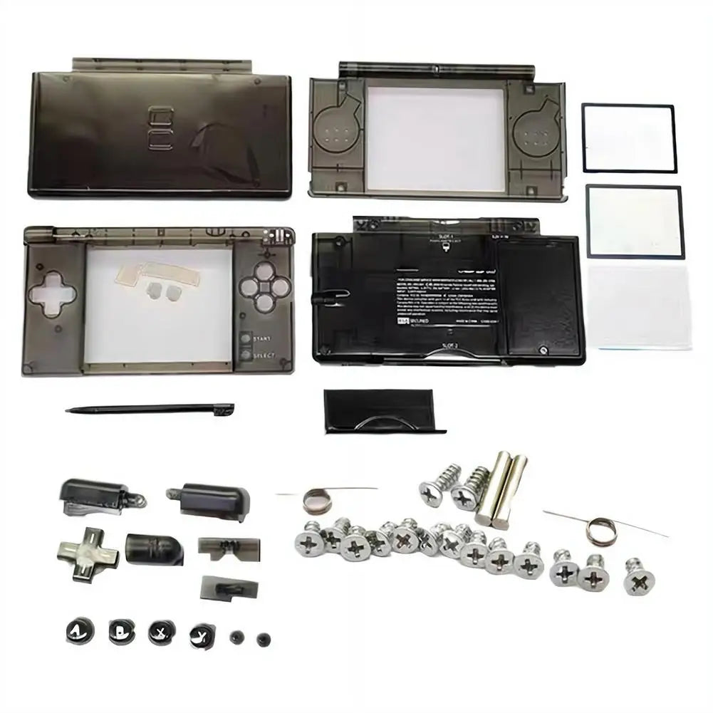 For Nintendo NDSL DS Lite Console Full Replacement Housing Shell Housing Case Cover with Buttons Screws Kit Transparent 1Set