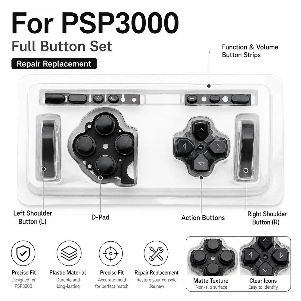 1Set Button Replacement Kit LR Buttons D PAD Volume Key Game