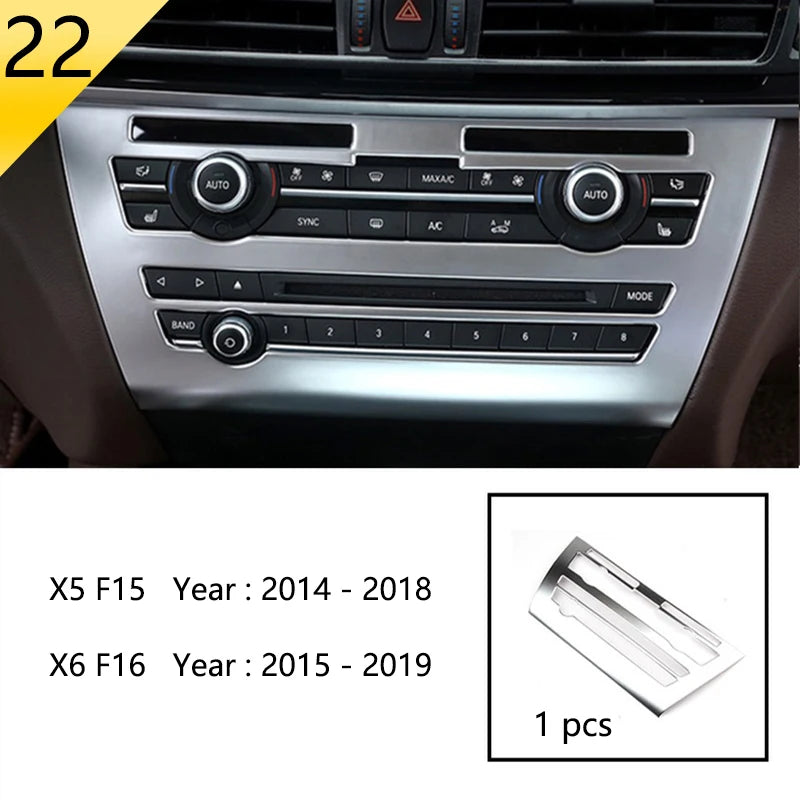 Chrome Car Styling Interior Button Panel Decoration Cover Trim Sticker frame For BMW X5 X6 F15 F16 2014-2019 Auto Accessories