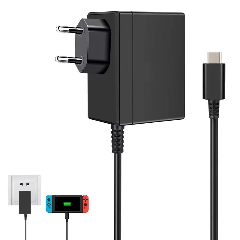 AC Adapter Charger Compatible Nintendo Switch Charger 15V2.6A Fast Charging Kit for NS Switch Dock and Pro Controller Support TV