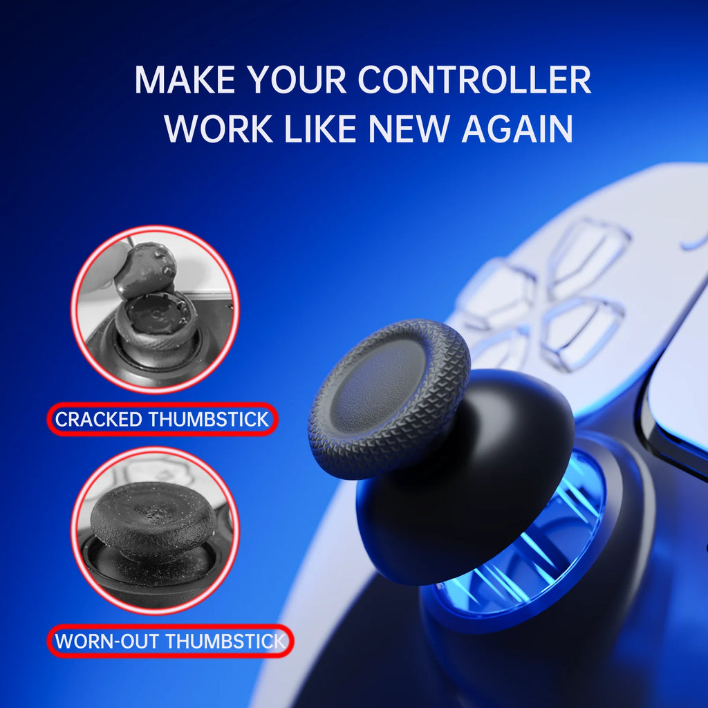 eXtremeRate Black 2 Pairs Universal Replacement Thumbsticks 