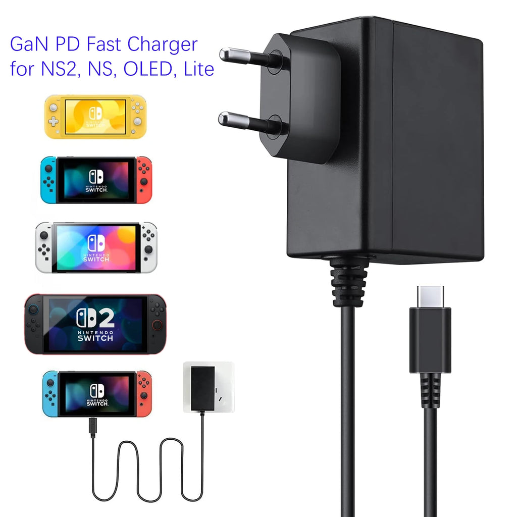 USBC Power Adapter Fast GaN Charger For Switch 2 /Switch /OL