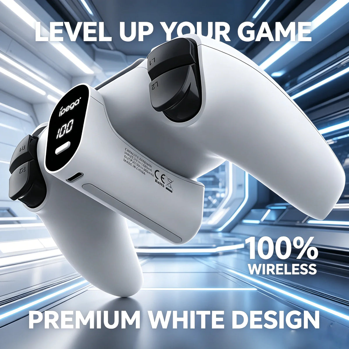 For PS5 Controller 2000mAh Type C Battery LED Display Play a