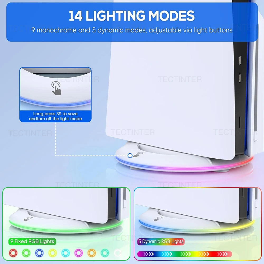 Vertical Cooling Stand with RGB Light for PS5 Slim Disc/Digi