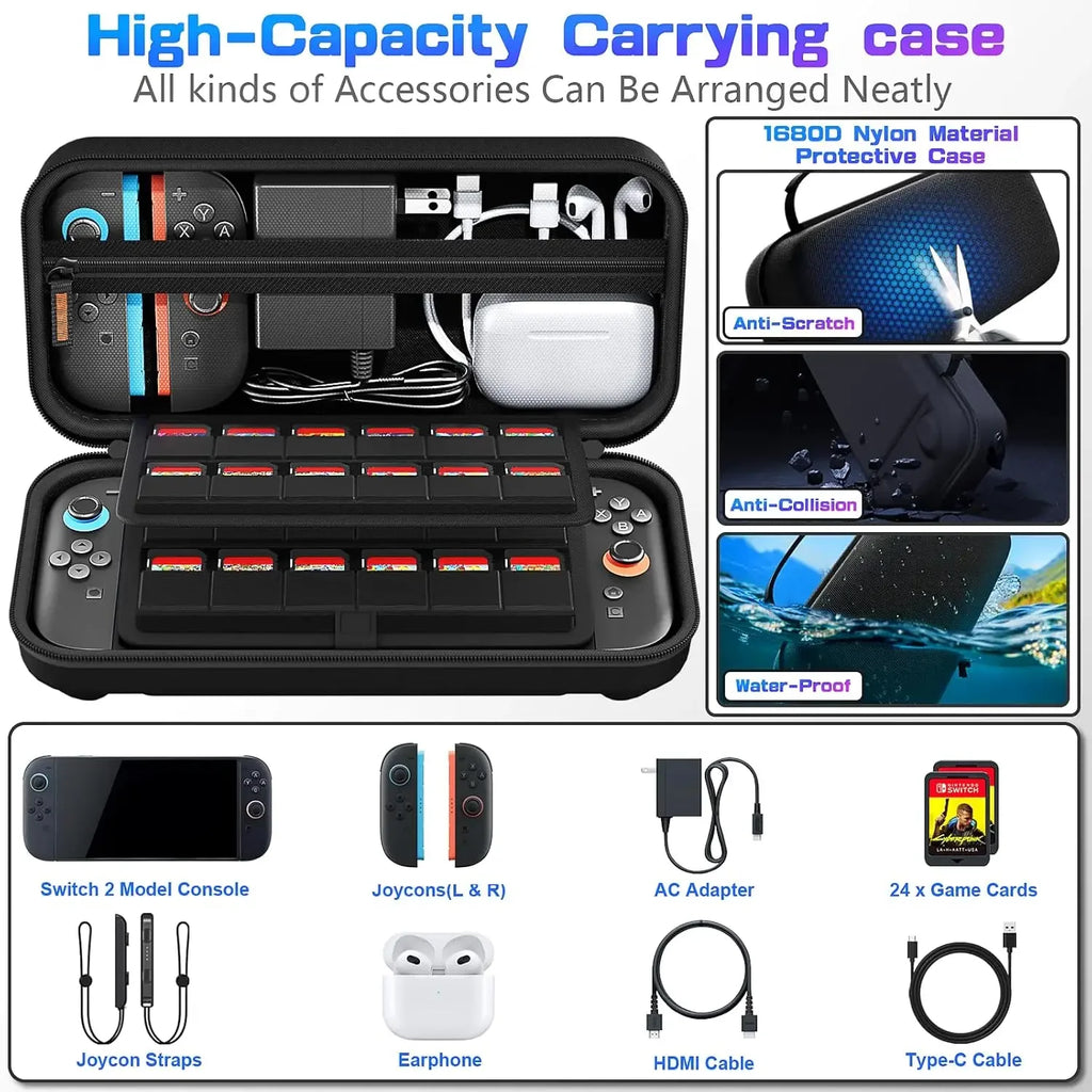 Protective Carrying Case for NS Switch 2 with Game Cards Slo