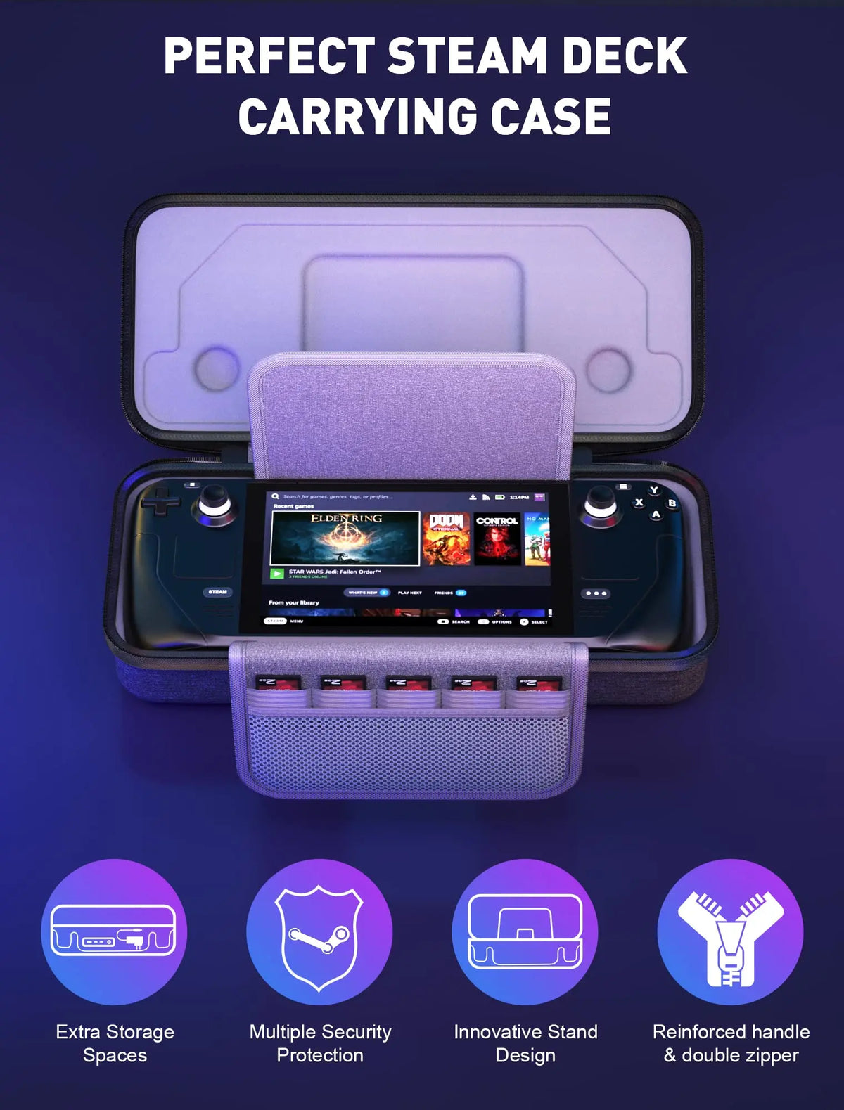 Carrying Case for Steam Deck Game Console Portable Storage B