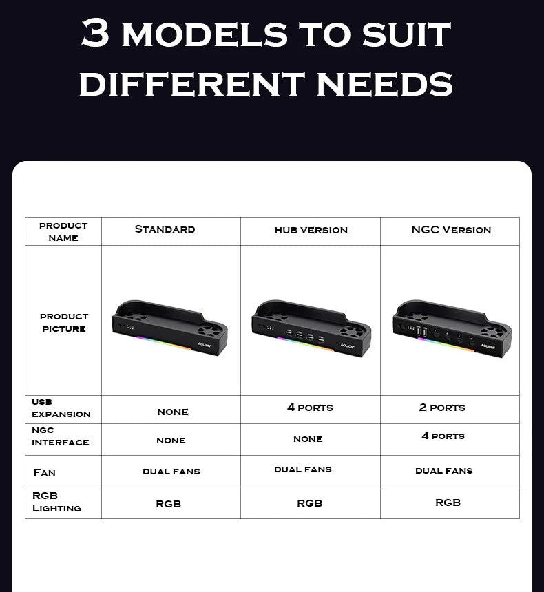 Aolion For Switch 2 Dock RGB Cooling Fan Portable HUB Expans