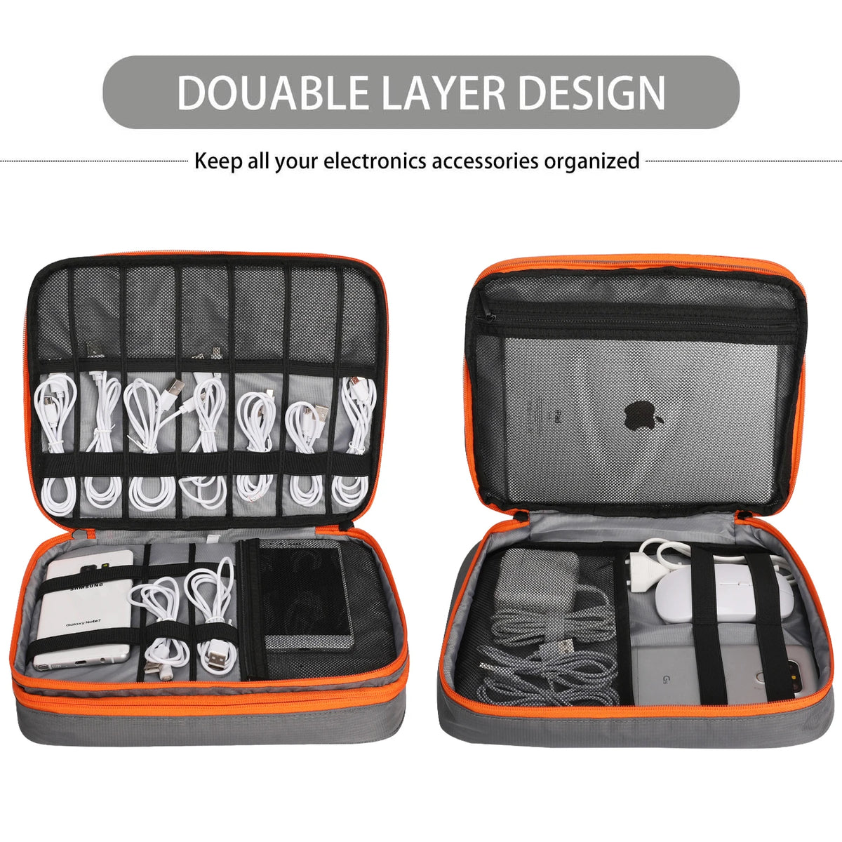 Double Layers Large Capacity Travel Electronic Accessories O
