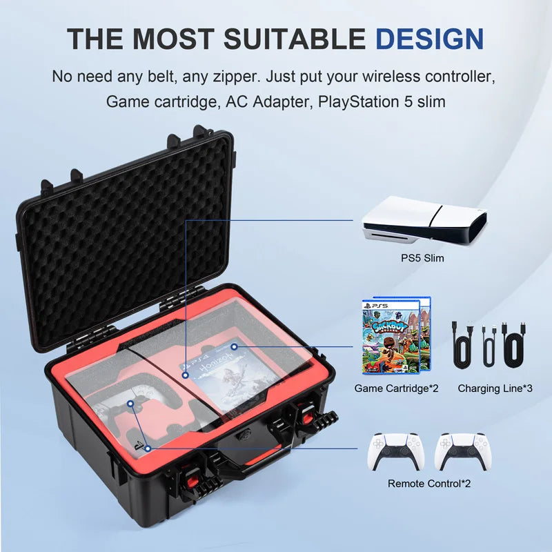 PS5 Slim Carrying Case Hard Storage Case Waterproof Box Trav
