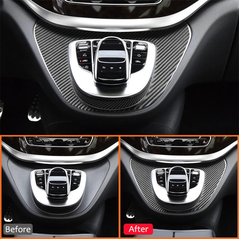 Carbon Fiber Car Center Console Gear Shifter Multimedia Butt
