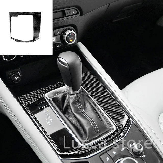 For Mazda CX-5 CX5 2017 2018 Electronic Handbrake Knob Button Panel Cover Trim Sticker Carbon Fiber Interior Auto Assesories