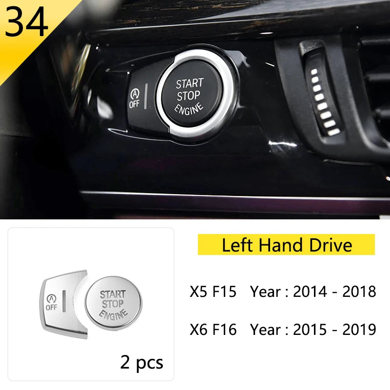 Chrome Car Styling Interior Button Panel Decoration Cover Trim Sticker frame For BMW X5 X6 F15 F16 2014-2019 Auto Accessories