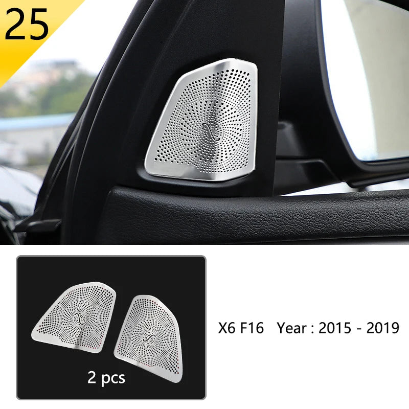 Chrome Car Styling Interior Button Panel Decoration Cover Trim Sticker frame For BMW X5 X6 F15 F16 2014-2019 Auto Accessories