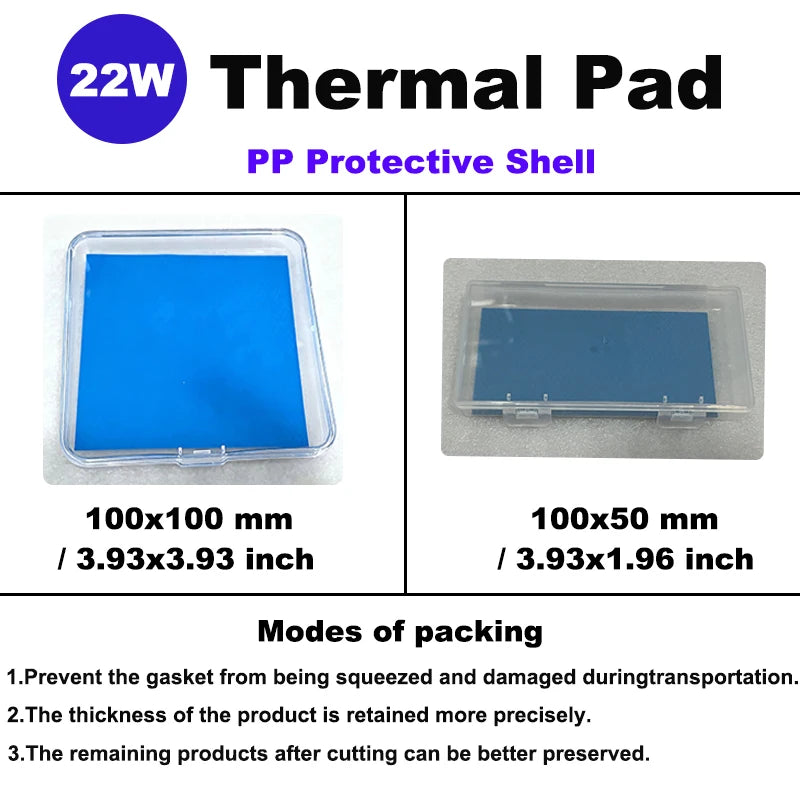 22W/mk 100x100mm Soft Thermal Pad Sheets 0.5mm 1.0mm 1.5mm 2