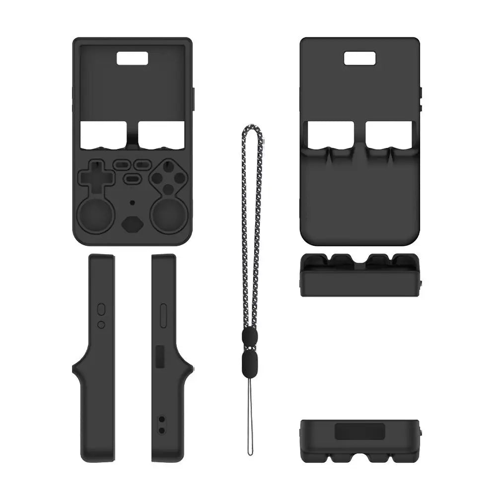 For R36 Ultra Silicone Protective Case Handheld Gaming Console Dustproof Anti-Scratch Storage Box Soft Shell With Lanyard