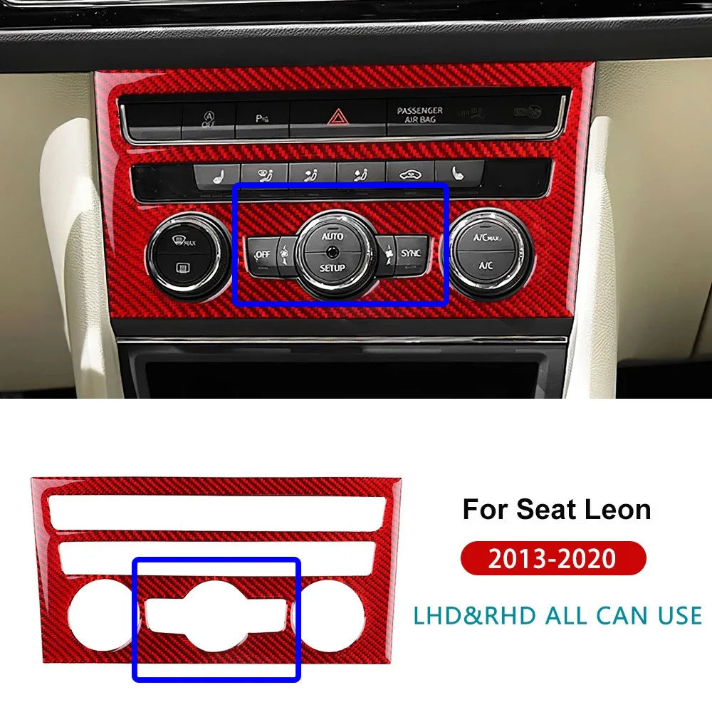 Real Soft Carbon Fiber Sticker For Seat Leon MK3 2013 2014 2015 2016 2017 2018 2019 2020 LHD RHD Car Central AC Button Interior