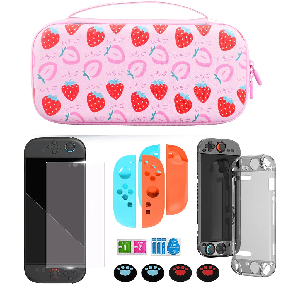 Carrying travel Case bundle kit For Nintendo Switch 2 protrctive hard shell pouch temper film glass joycon case joystick cap
