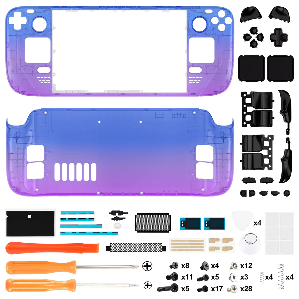eXtremeRate Replacement Housing Shell Set for Steam Deck LCD Faceplate Back Plate Shell with Buttons - Gradient Series