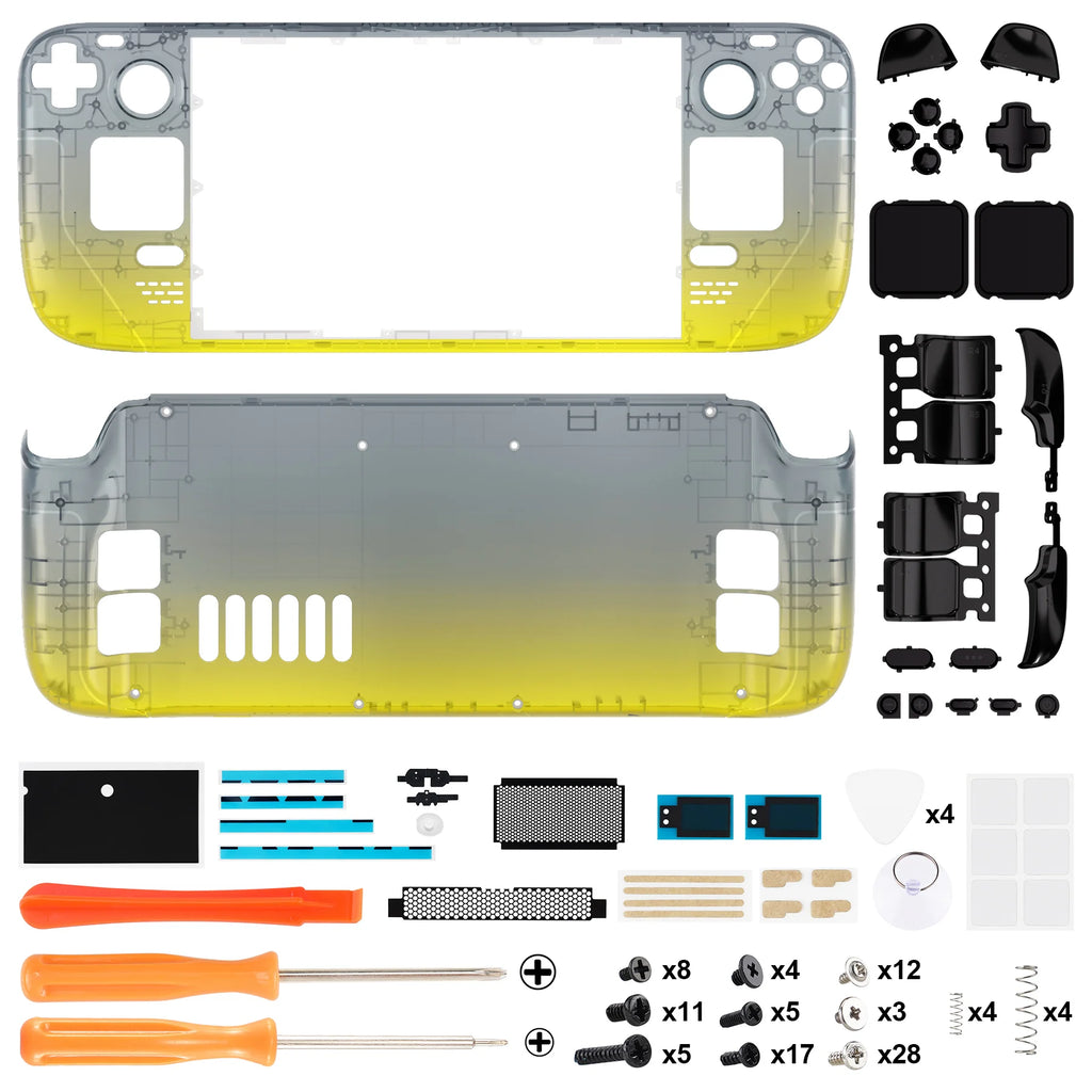 eXtremeRate Replacement Housing Shell Set for Steam Deck LCD Faceplate Back Plate Shell with Buttons - Gradient Series