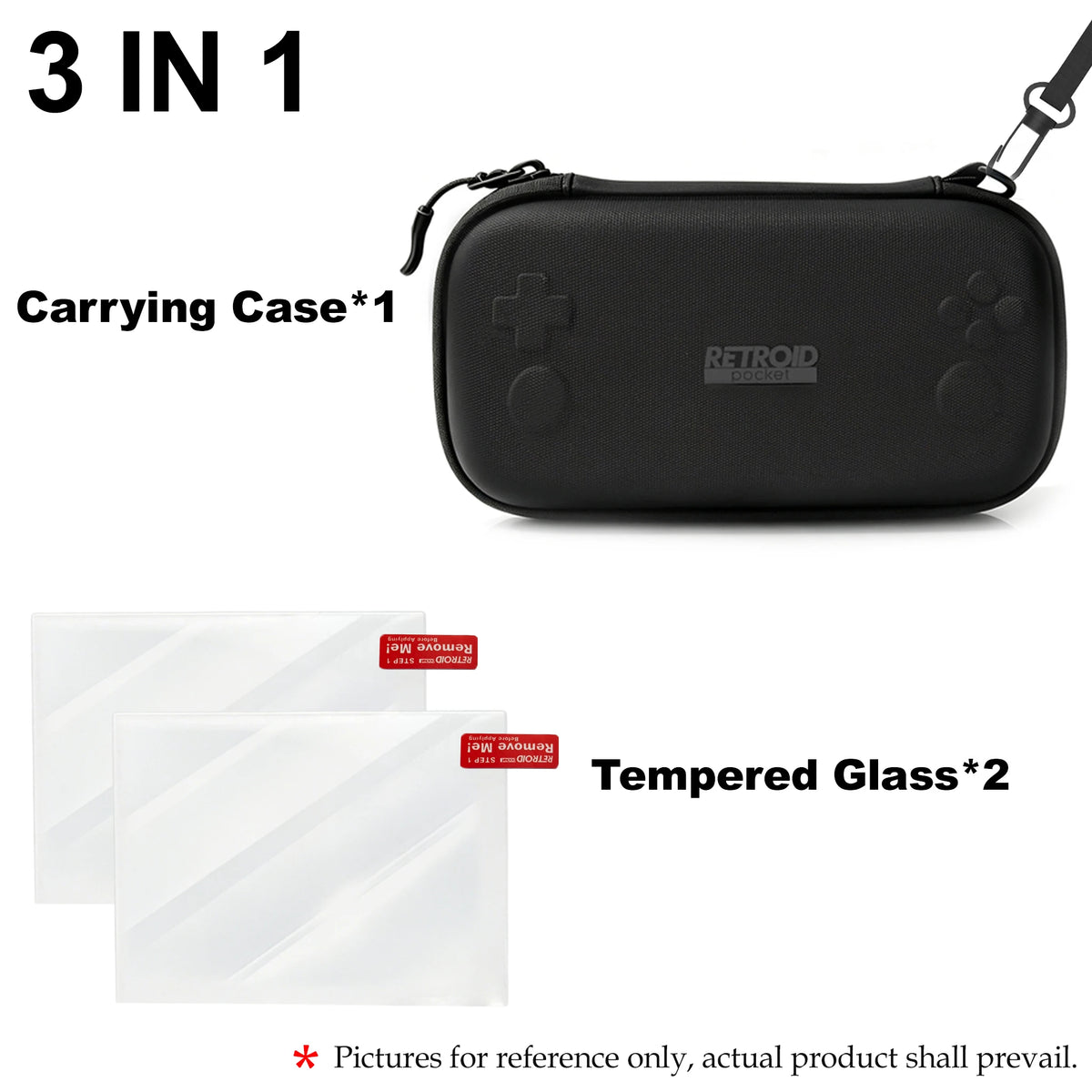 Hard EVA Carrying Case & Tempered Glass Screen Protector for Retroid Pocket Nova Handheld Game Console Accessories