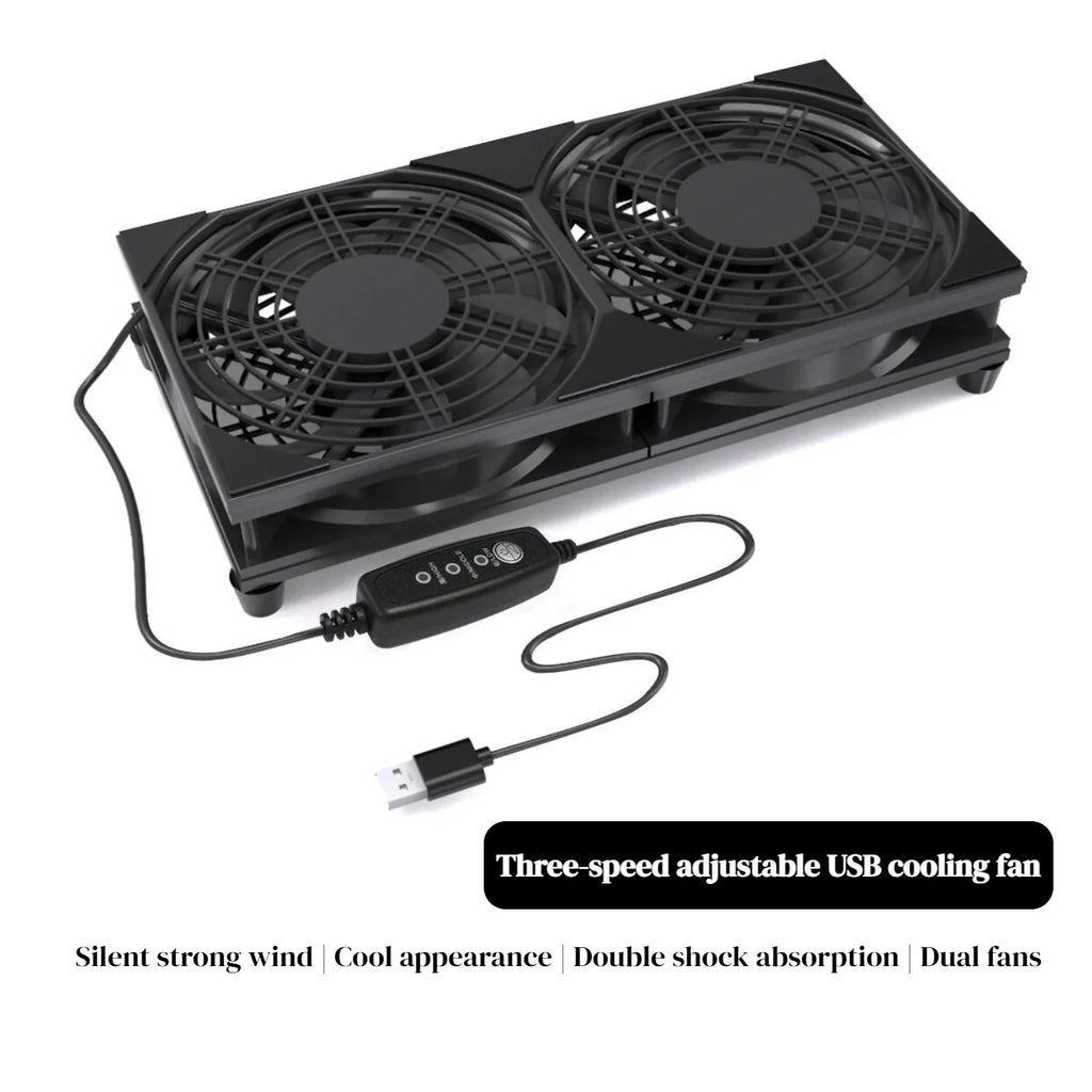 Dual USB Cooling Fan with 3-Speed Control 5V High Airflow Co