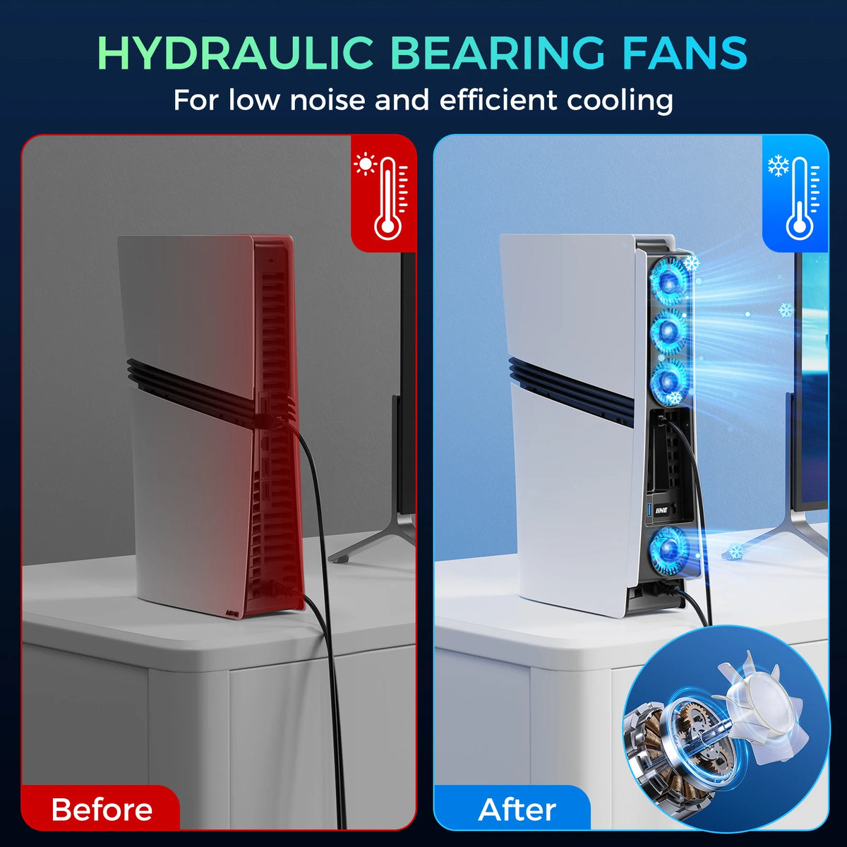 IINE PS5 Pro Cooling Fan for PS5 Pro Disc & Digital 2-Speed 