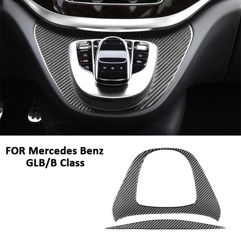 Carbon Fiber Car Center Console Gear Shifter Multimedia Button Trim Panel Decoration Sticker For Mercedes Benz V Class 2015-2021