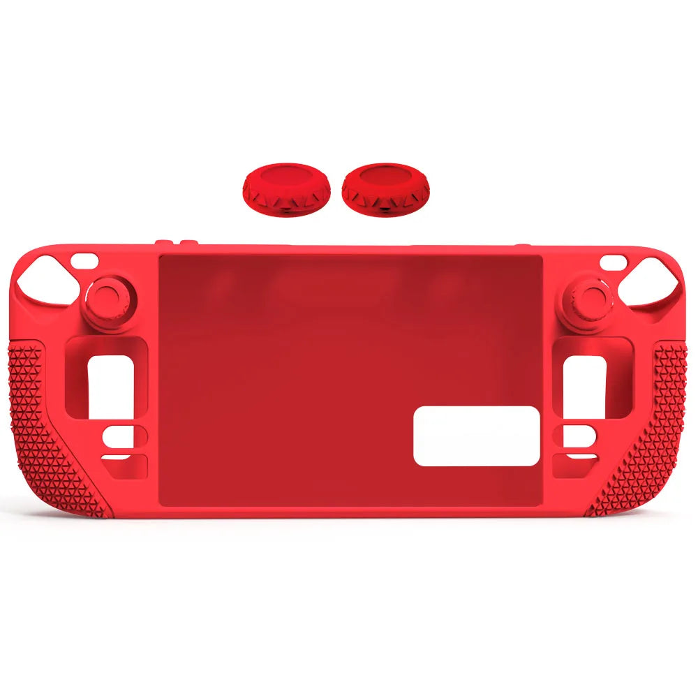 Steam Deck Standing Protective Case Thickening Silicone Accessories Protector Soft Cover Skin Shell with 2 Pairs Thumb Grips