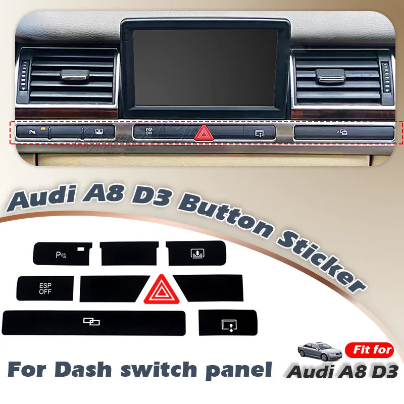 For Audi A8 D3 4E Interior Button Decals 2004 to 2009 For Audi S8 D3 Accessories Refinishing Worn MMI Panel Central Door Lock
