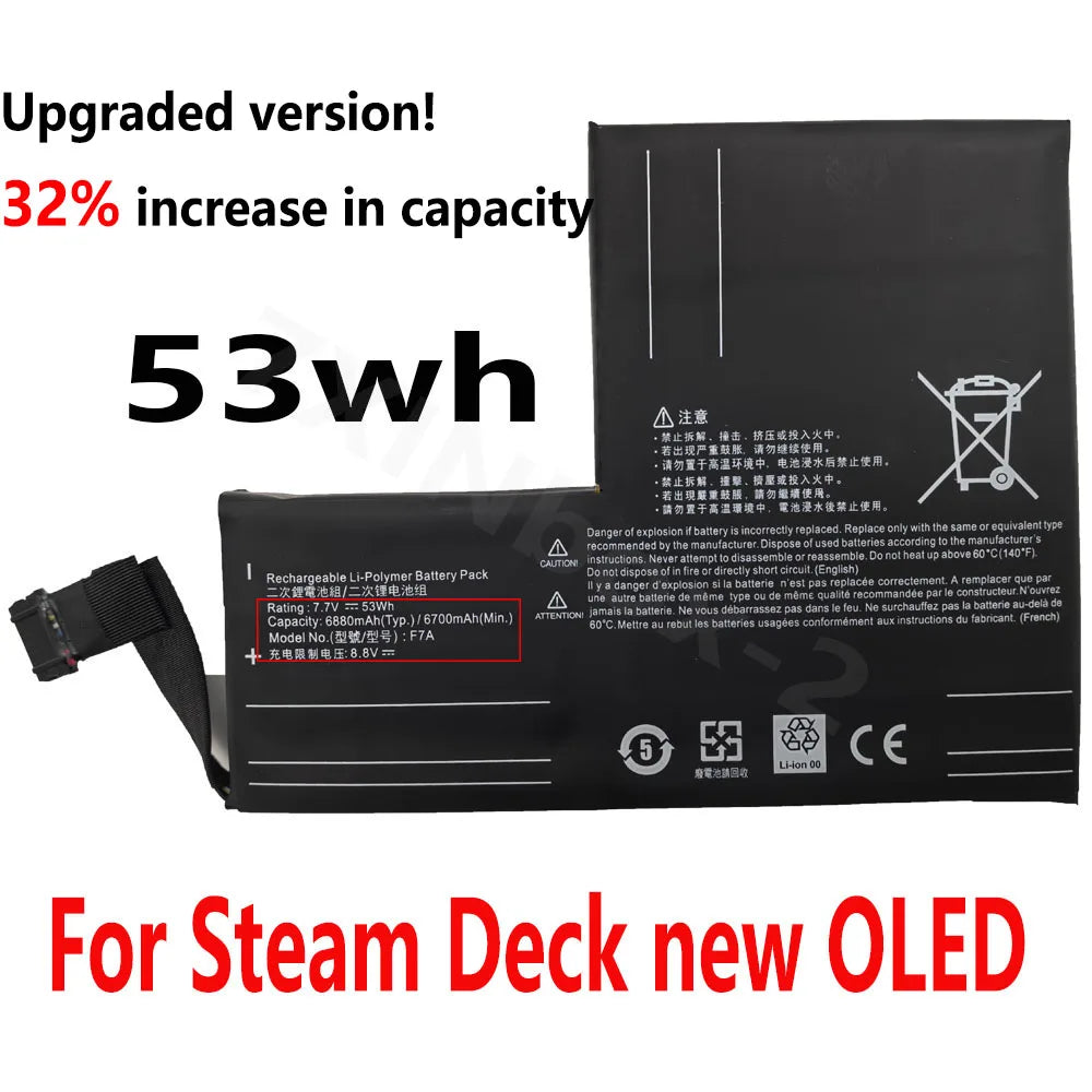 F7A F7G Expand High Capacity Battery 40.04Wh/53Wh 50.08Wh For Steam Deck LCD / OLED Handheld Gamepad Controller With Free Tools