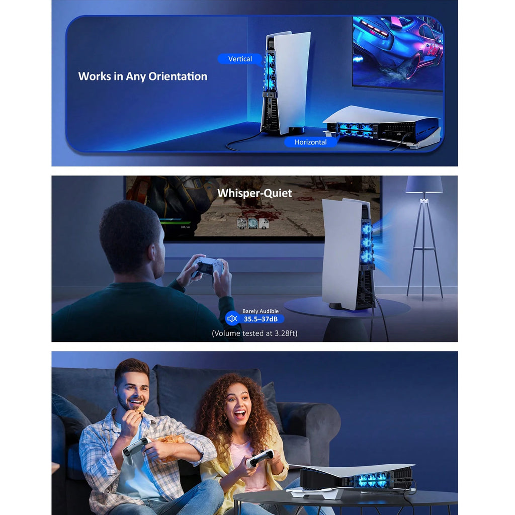 For PS5 Both Disc and Digital Cooling Fan with LED Light for