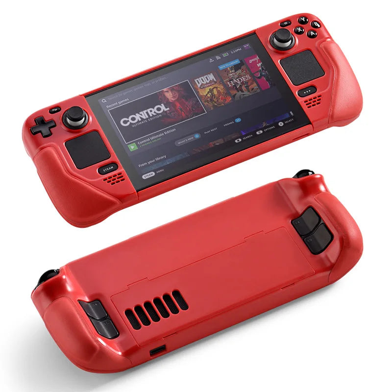 Full Protective Case for Steam Deck Cowhide Wrap Host Protective Soft Leather Grip Non-slip Cover Hard Shell Bracket Accessories