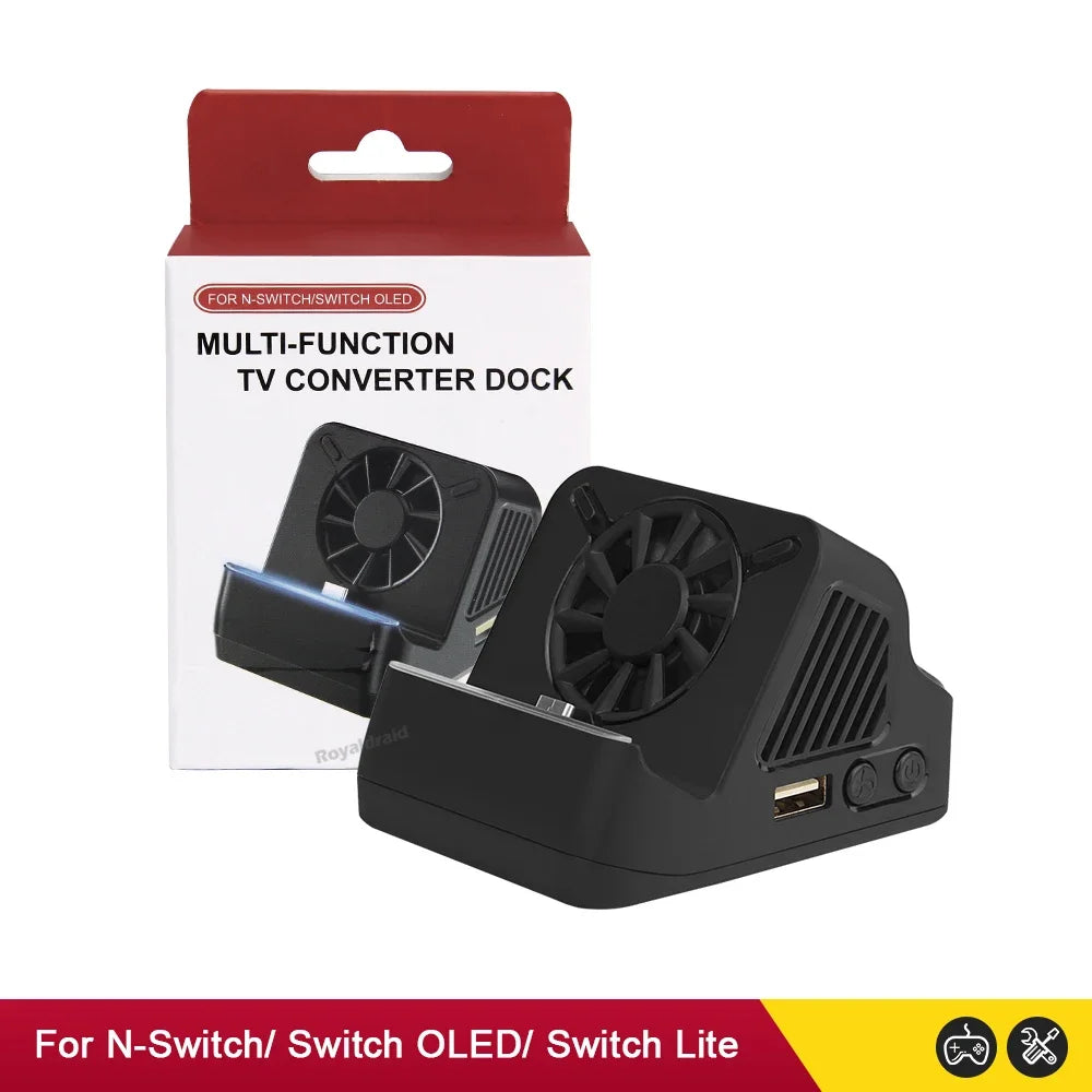 2026 NEW For NS Switch Portable Multifunction TV Projector Charging Dock With Cooling Fan USB 3.0 Port For Switch OLED Console