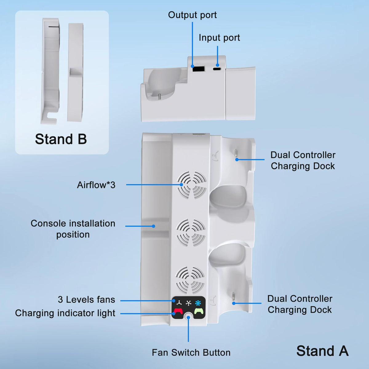Horizontal Cooling Stand with Controller Charging Station fo