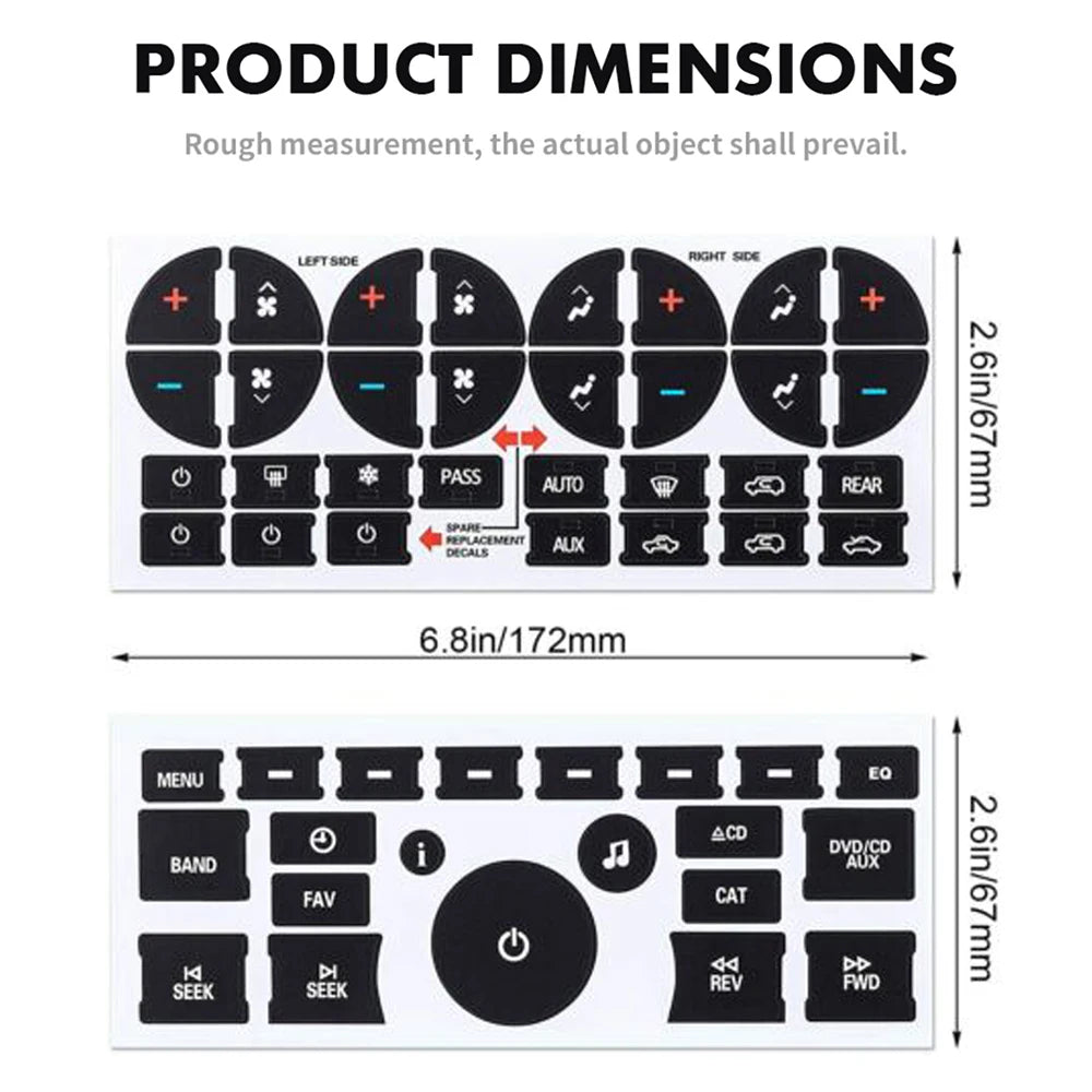 Car AC Dash Button Repair Kit Sticker Dash Board Decal for B