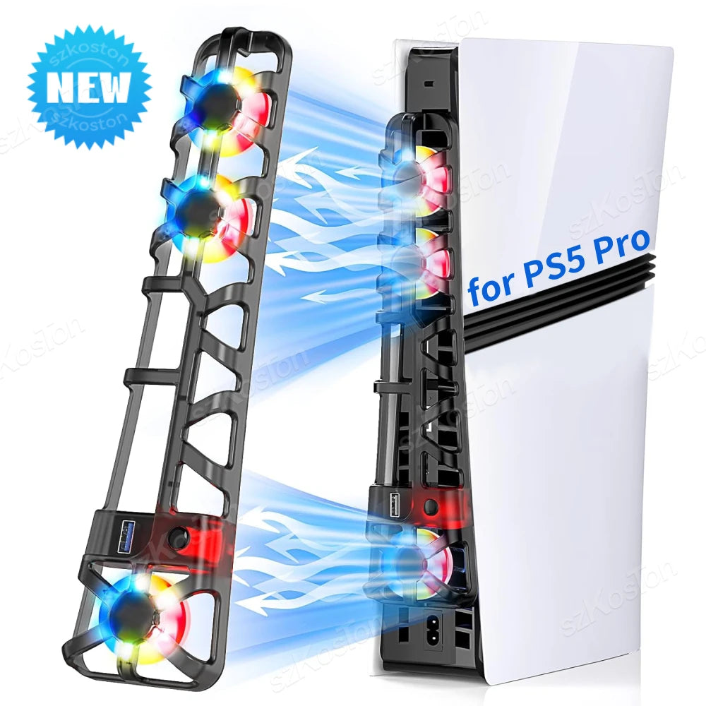 For PS5 Pro Cooling Fan Temperature-Controlled External Fan 