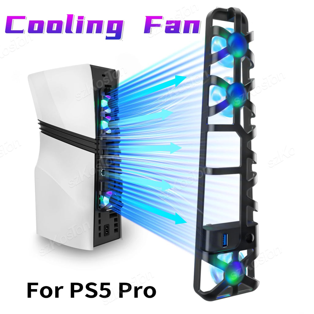 For PS5 Pro Cooling Fan External Fan Quiet Cooler with USB P