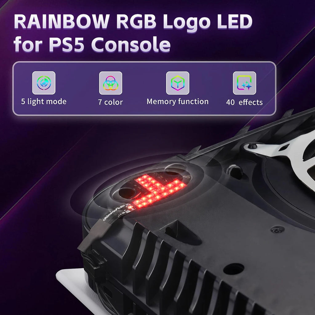eXtremeRate RGB RAINBOW Logo LED Kit for PS5 Disc & Digital 