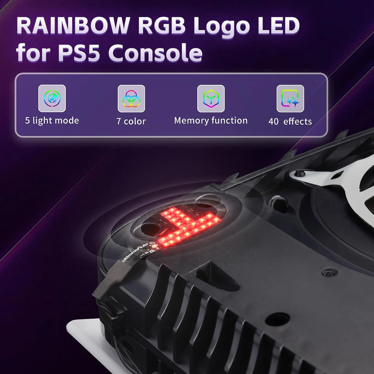 eXtremeRate RGB RAINBOW Logo LED Kit for PS5 Disc & Digital 