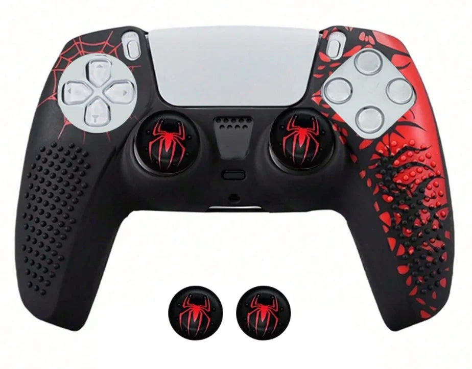 Anti-Slip Controller Skin Shell for PS5 Controller Silicone Cover Case with Rubber Thumb Grip Gaps and Touch Pad Sticker For PS5