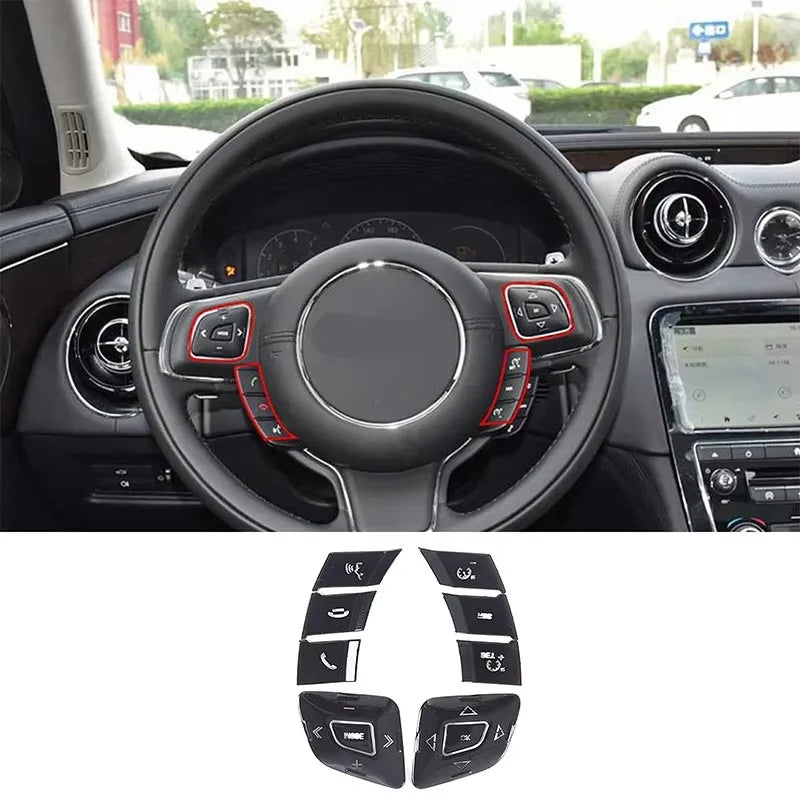 For Jaguar XJ XF 2010-2019 Stainless Steel Black Car Center Gear Multimedia Button Switch Sticker Car Decoration Accessories