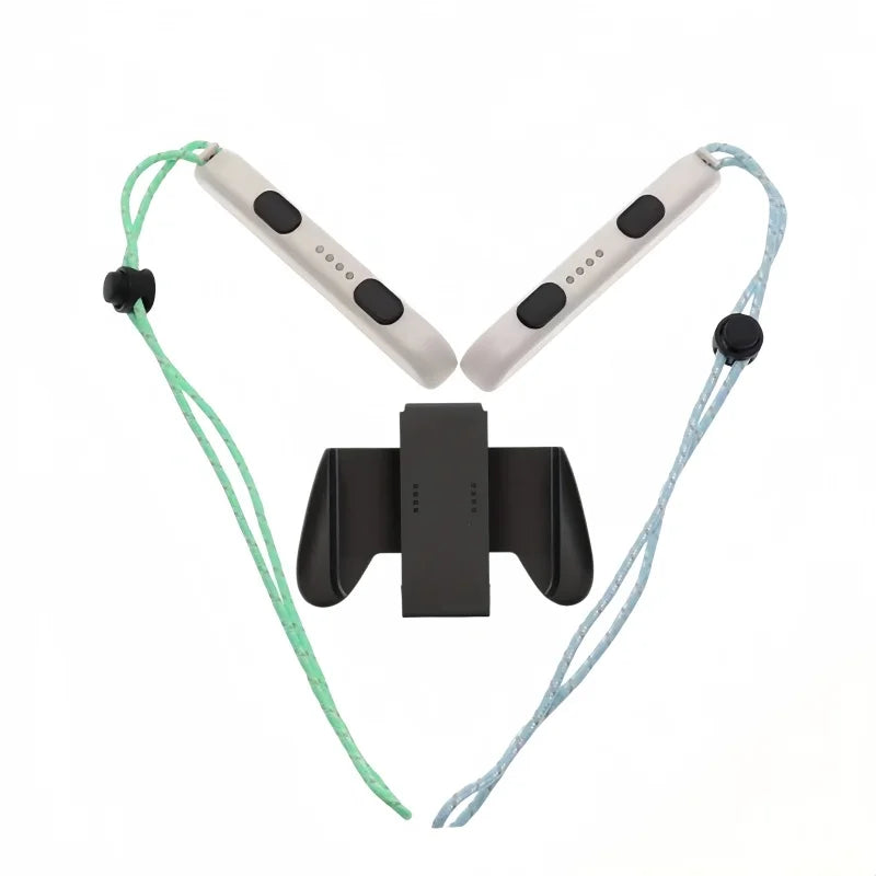 White Controller Grip Holder + 2 Wrist Straps Set for Switch / OLED / Lite