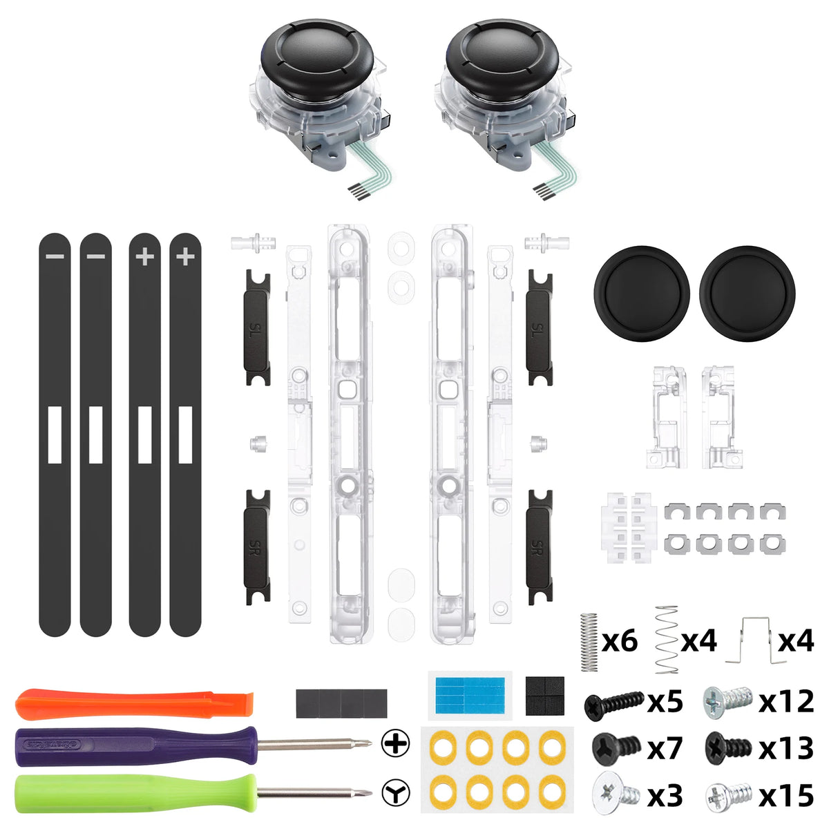 eXtremeRate Replacement 3D Joystick & Thumb Grips & Side Rail Shell Buttons for Nintendo Switch 2 JoyCon - Black