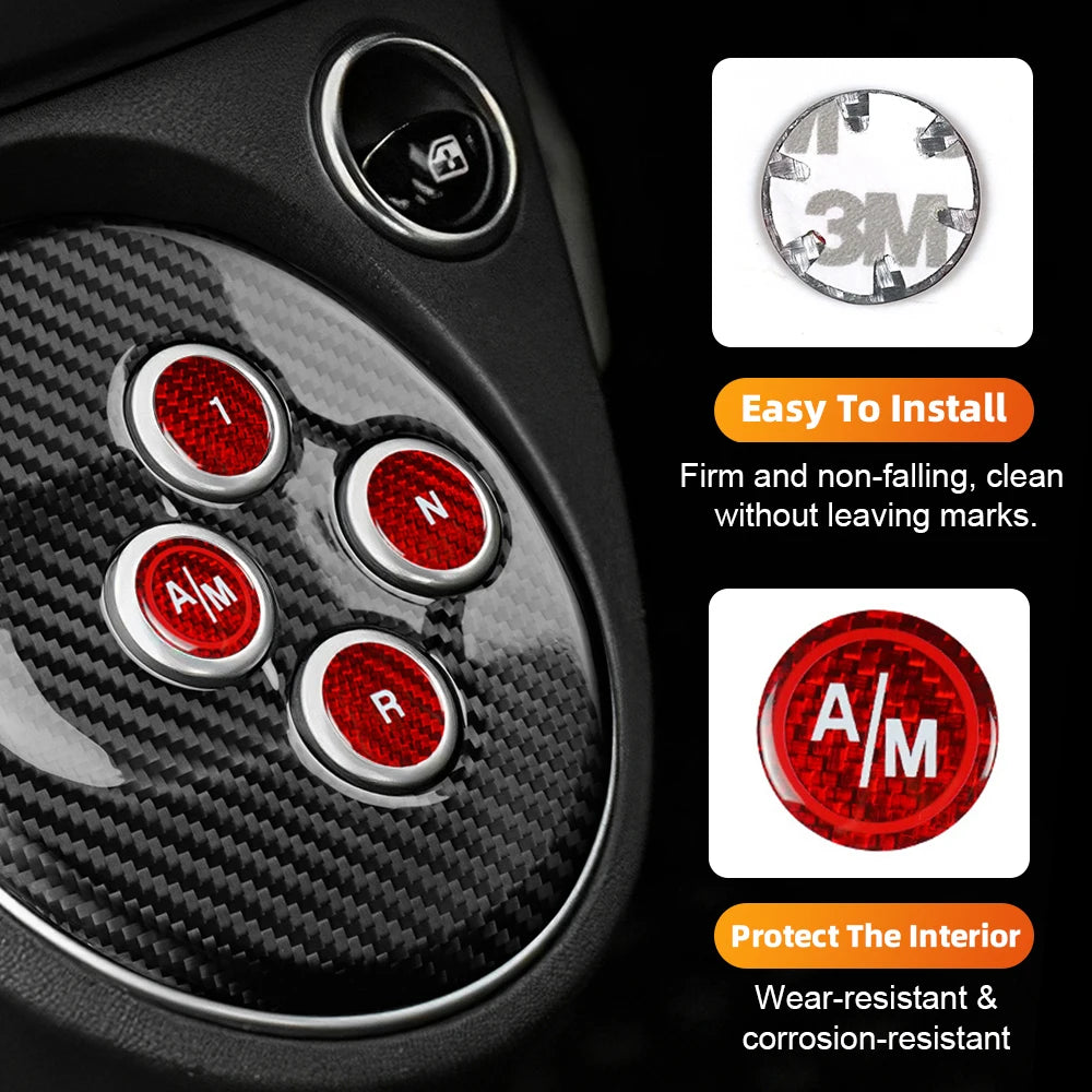 Carbon Fiber Car Gear Shift Button Switch Cover Sticker For 