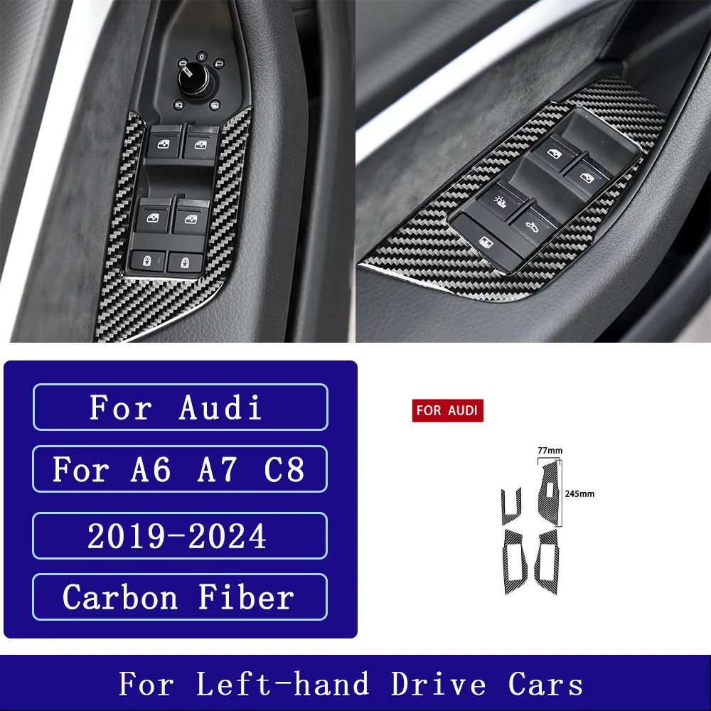 For Adui A6 A7 C8 2019-2024 Carbon Fiber Door Window Lift Bu