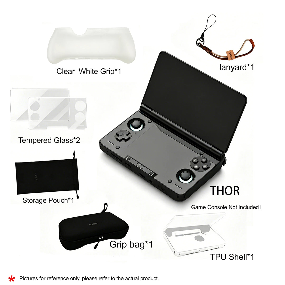 TPU Case Handheld Console Transparent Protective Cover Screen Protector Set For AYN THOR Anti-Fall Case Shell Grip Storage
